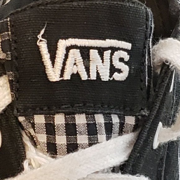 Vintage Vans Black White Lace Up Low Top Worn Spots On Sole Wmns 10 Plaid Check - Picture 5 of 12